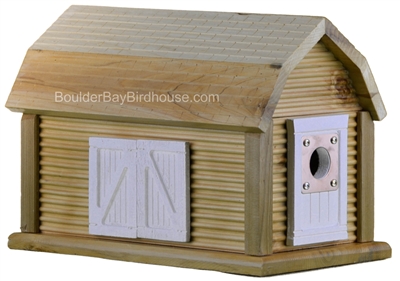 Barn Birdhouse with Natural Cedar & Antique White