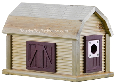 Barn Birdhouse with Natural Cedar & Tuscan Red