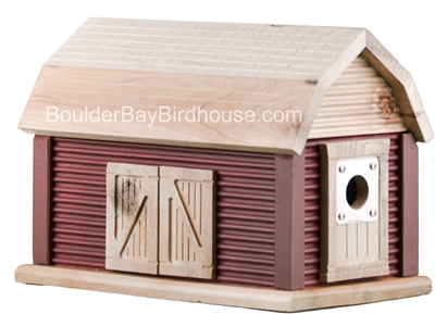 Barn Birdhouse with Tuscan Red & Natural Cedar