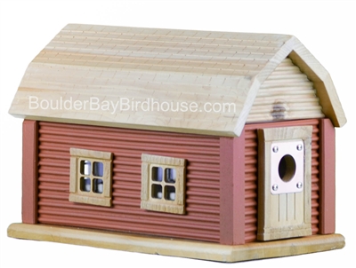 Cabin Birdhouse with Gambrel Roof Autumn Haze & Natural Cedar