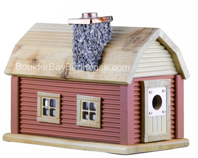 Cabin Birdhouse with Chimney Autumn Haze & Natural Cedar