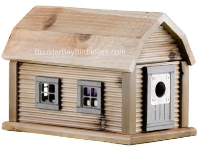 Cabin Birdhouse with Natural Cedar & Cypress Green