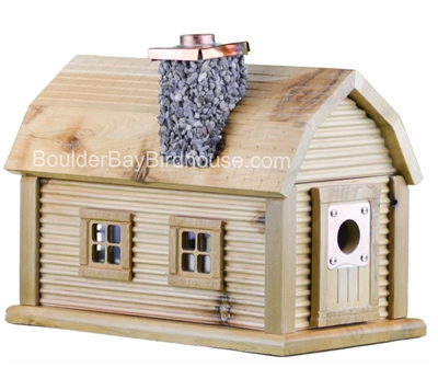 Cabin Birdhouse with Chimney Natural Cedar & Natural Cedar