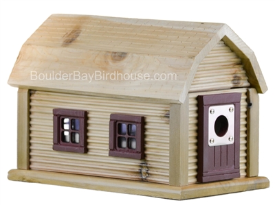Cabin Birdhouse with Natural Cedar & Tuscan Red