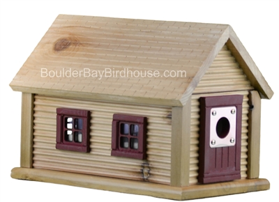 Cabin Birdhouse with Natural Cedar & Tuscan Red