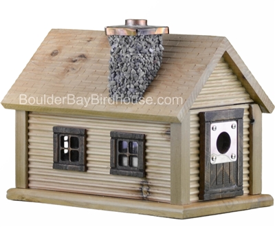 Cabin Birdhouse with Chimney Natural Cedar & Walnut