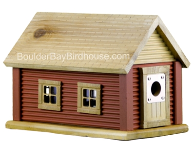 Cabin Birdhouse with Tuscan Red & Natural Cedar