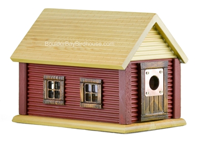 Cabin Birdhouse with Tuscan Red & Walnut