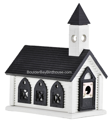 Church Birdhouse with Antique White & Black