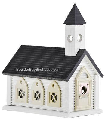 Church Birdhouse with Antique White & Daffodil Yellow