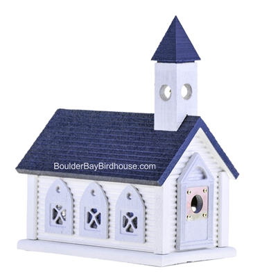 Church Birdhouse with Antique White & Persian Blue