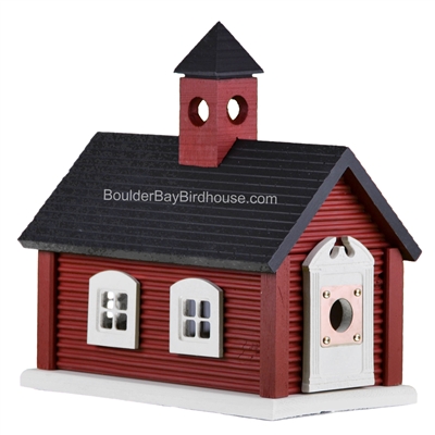 Schoolhouse Birdhouse with Brick Red & Antique White