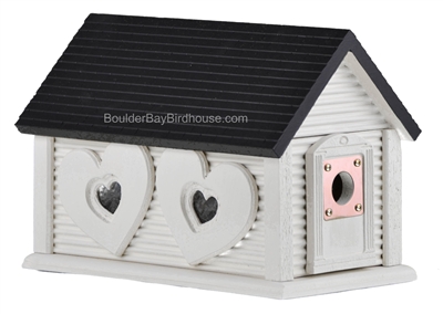 Sweetheart Birdhouse with Gable Roof Double Window Antique White & Antique White